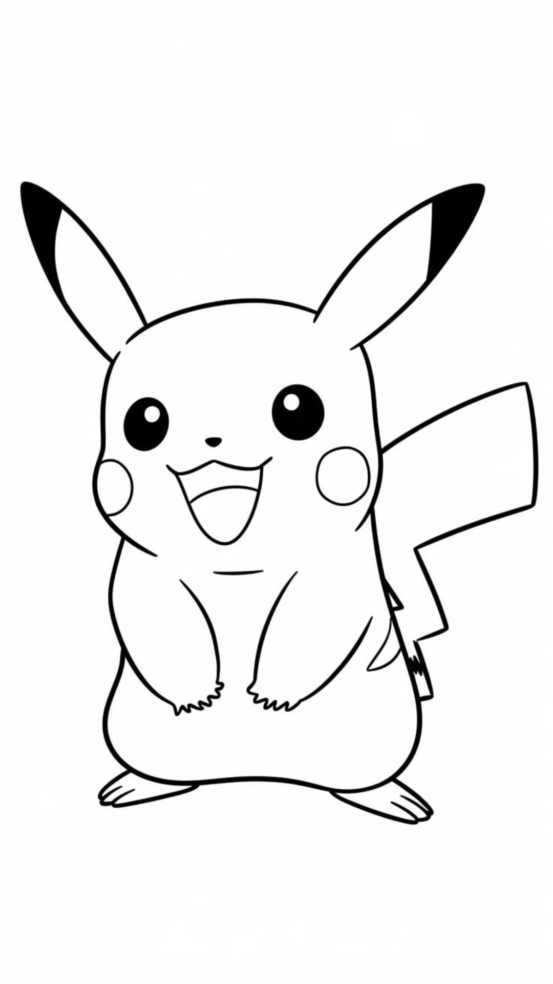 Page de coloriage Pokémon Pikachu heureux debout