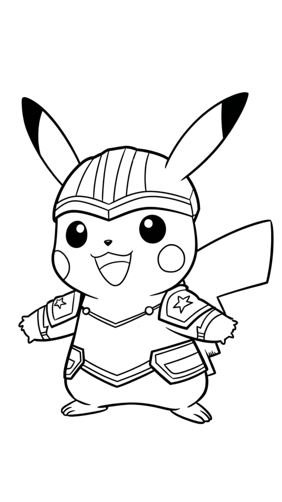 Coloriage Pokémon Pikachu avec une attitude de guerrier