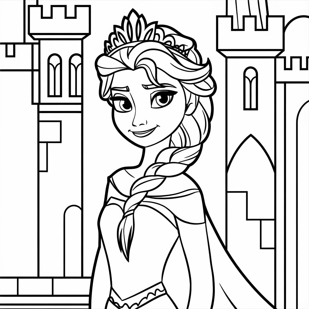 coloriage elsa facile