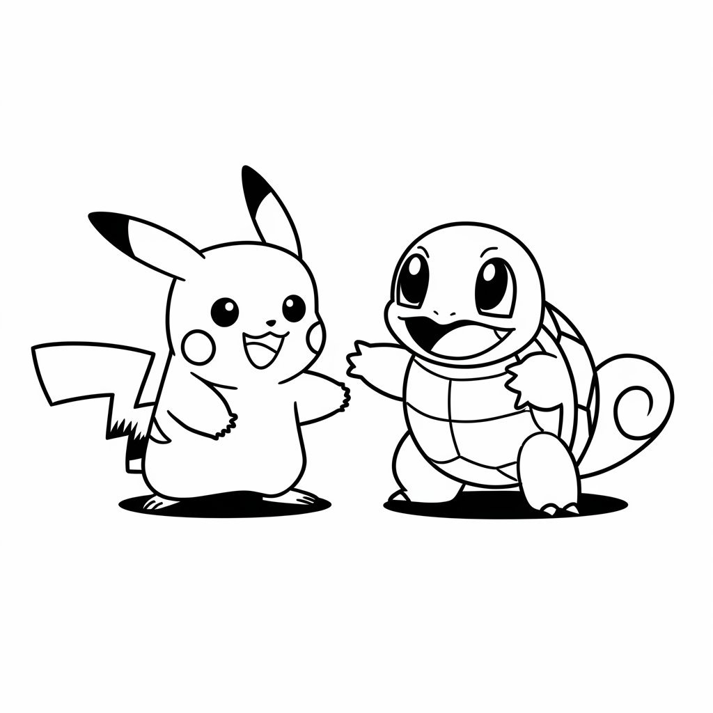 coloriage pokemon pikachu en ​Carapuce