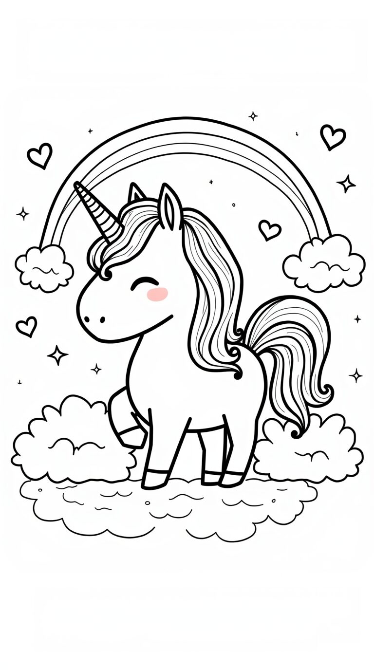 Licorne coloriage arc-en-ciel