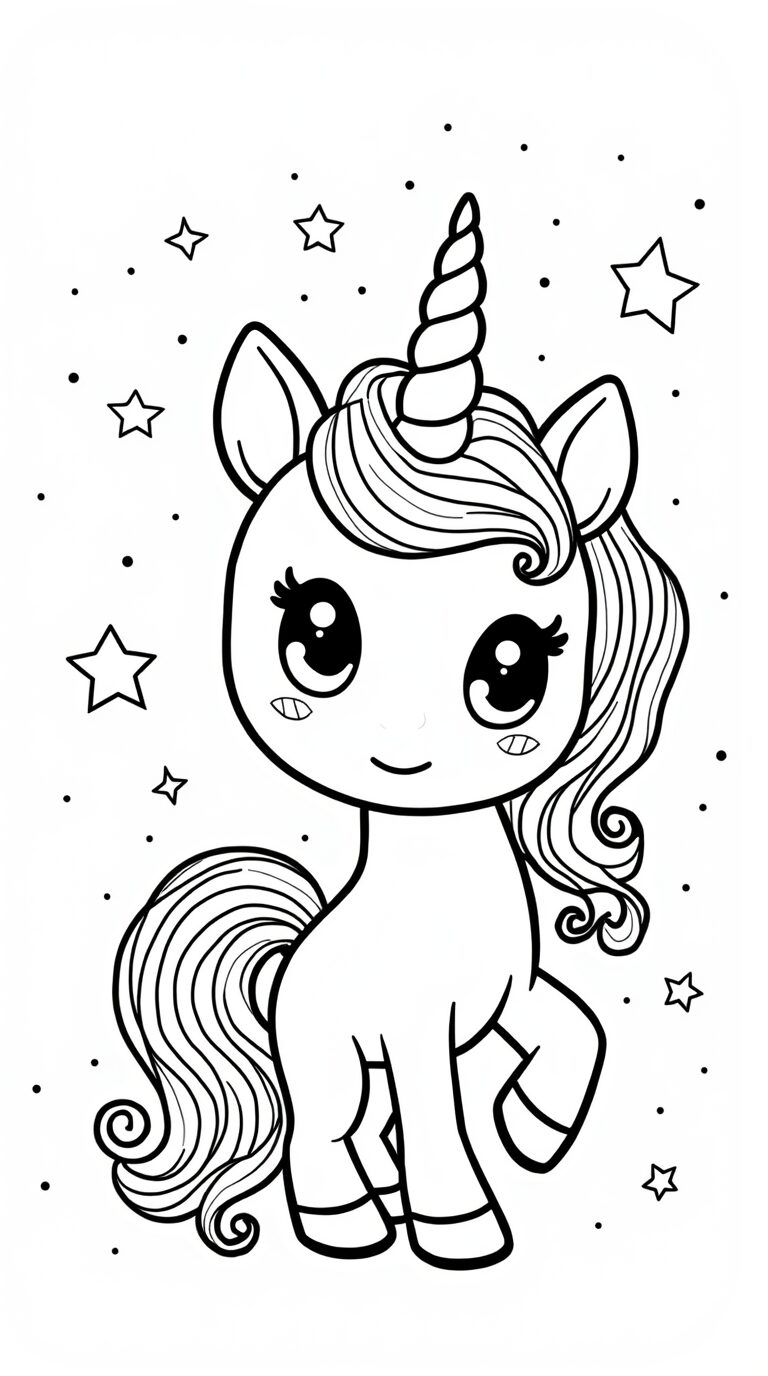 Licorne coloriage étoiles lunes