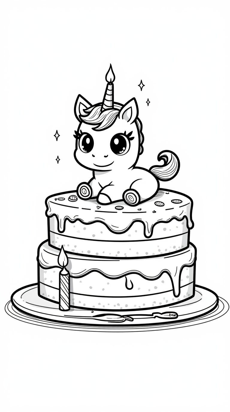 Licorne coloriage gâteau licorne
