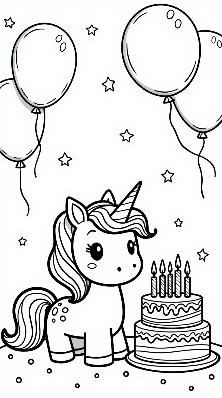 Licorne coloriage bougies d'anniversaire