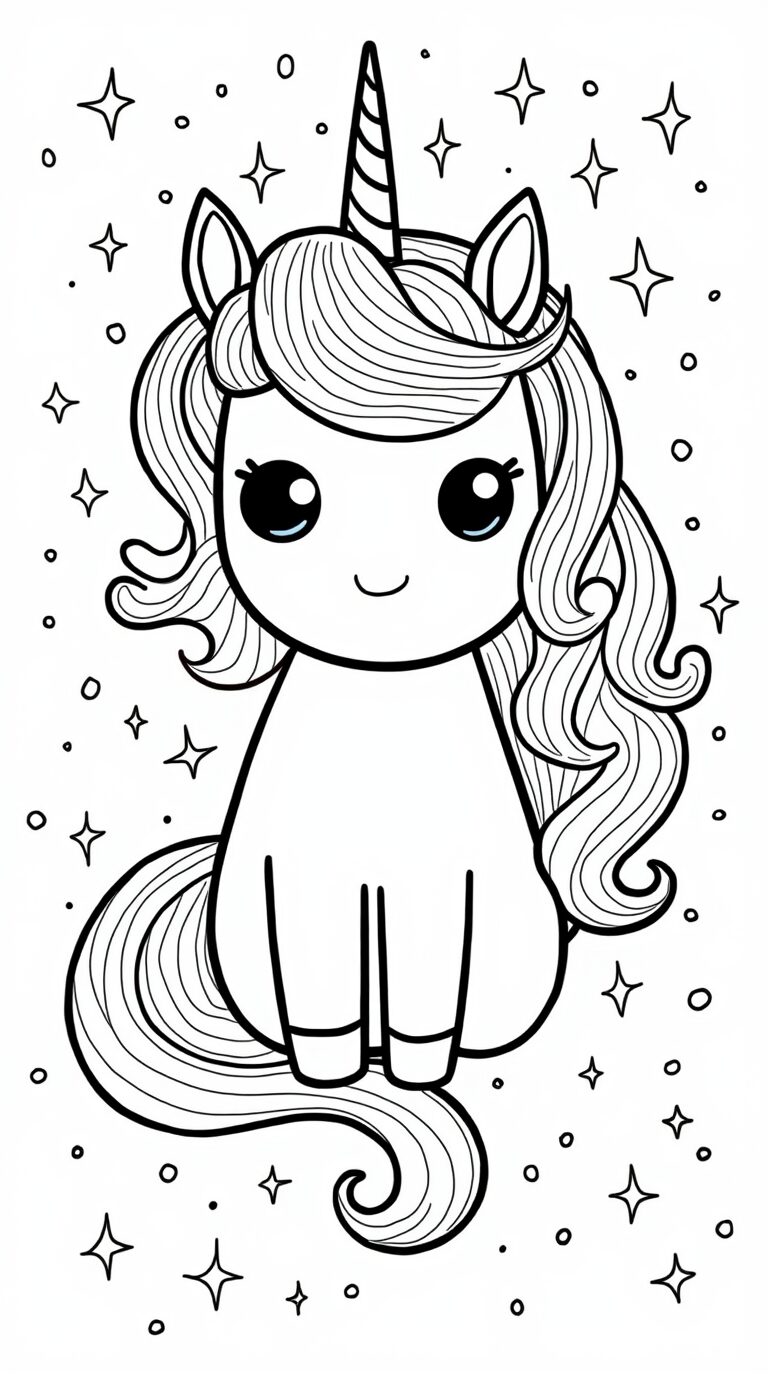 Licorne coloriage étoiles et lunes