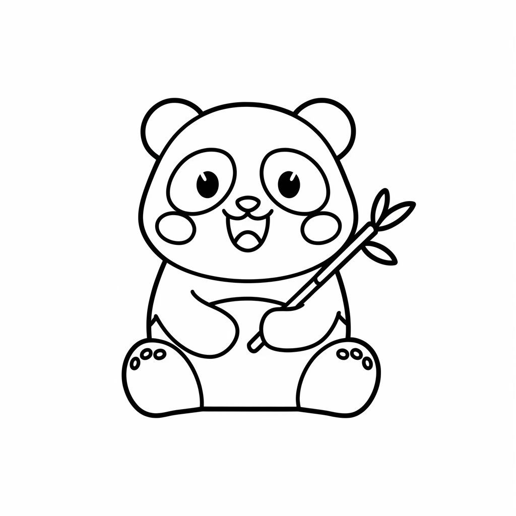 coloriage panda kawaii