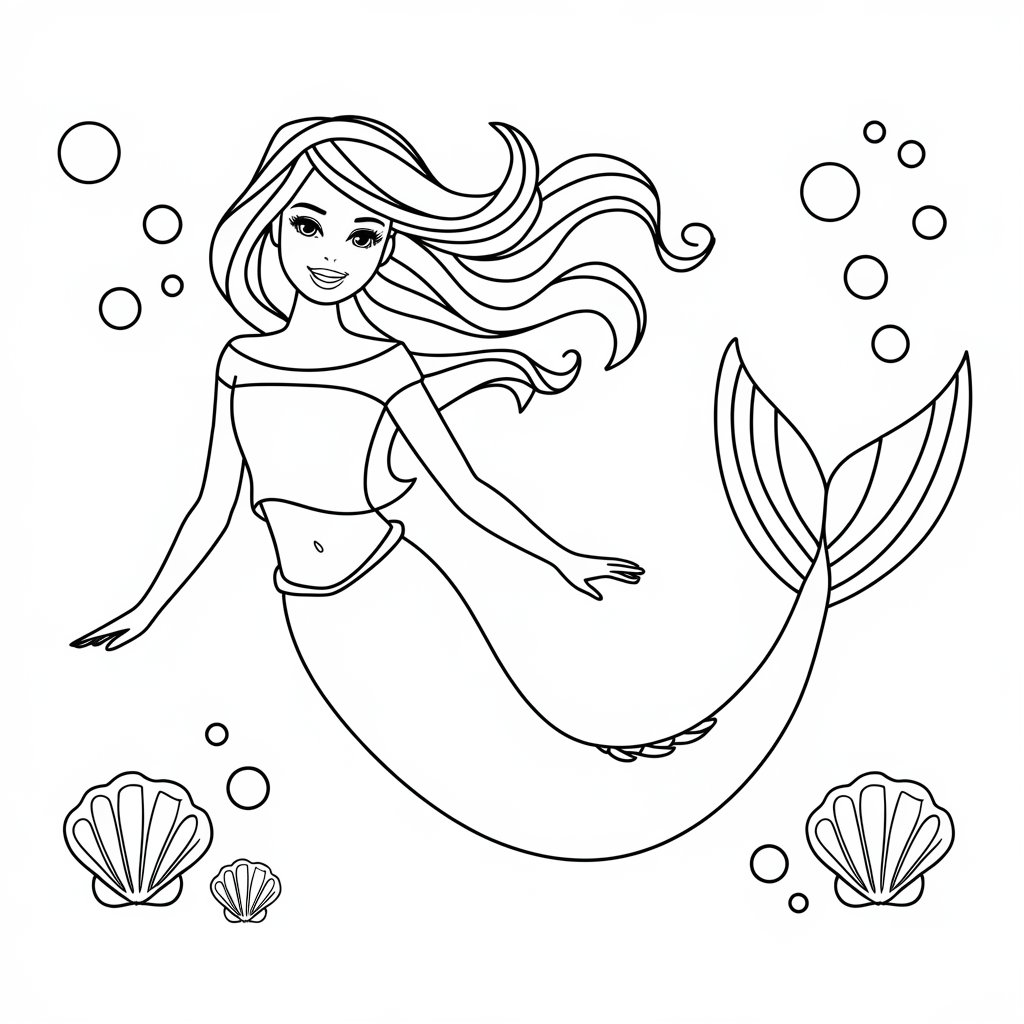 coloriage barbie sirene