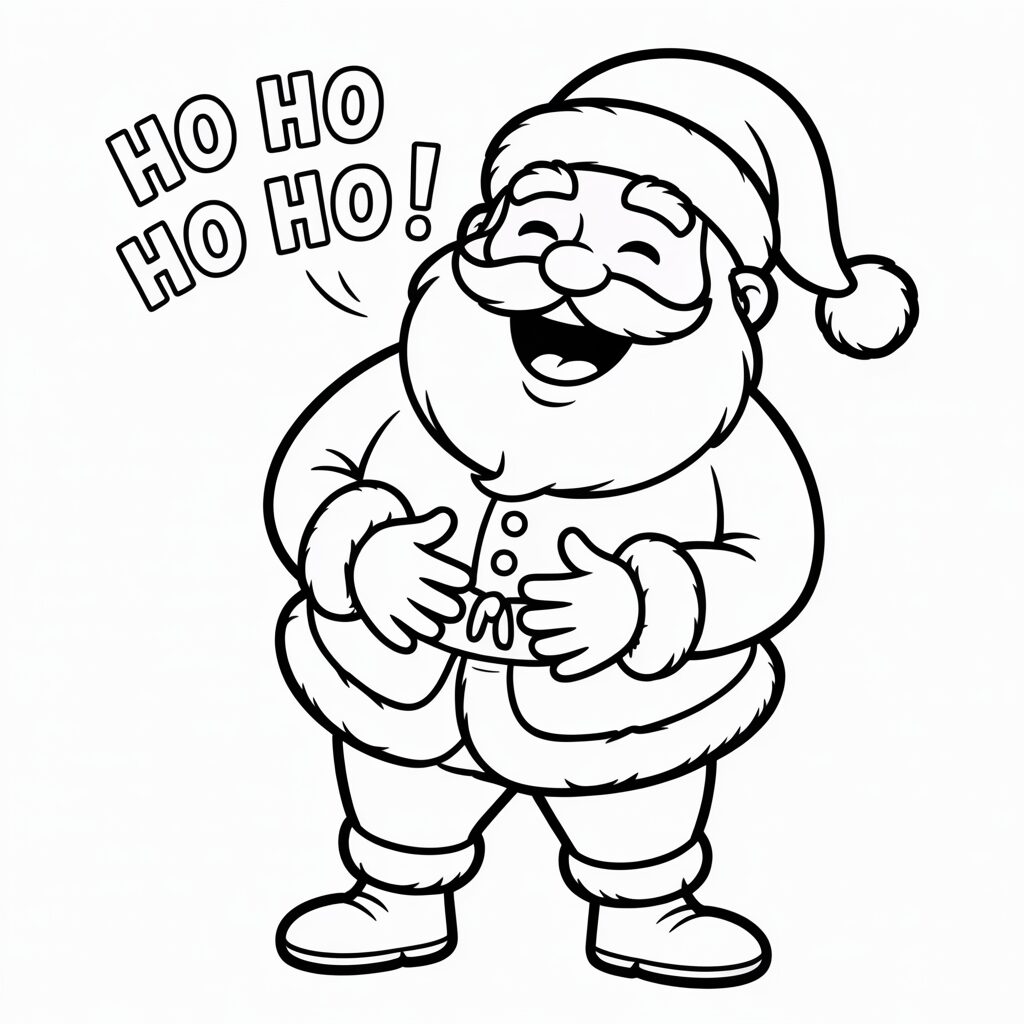 Coloriage Père Noël rieur ho ho ho gratuit