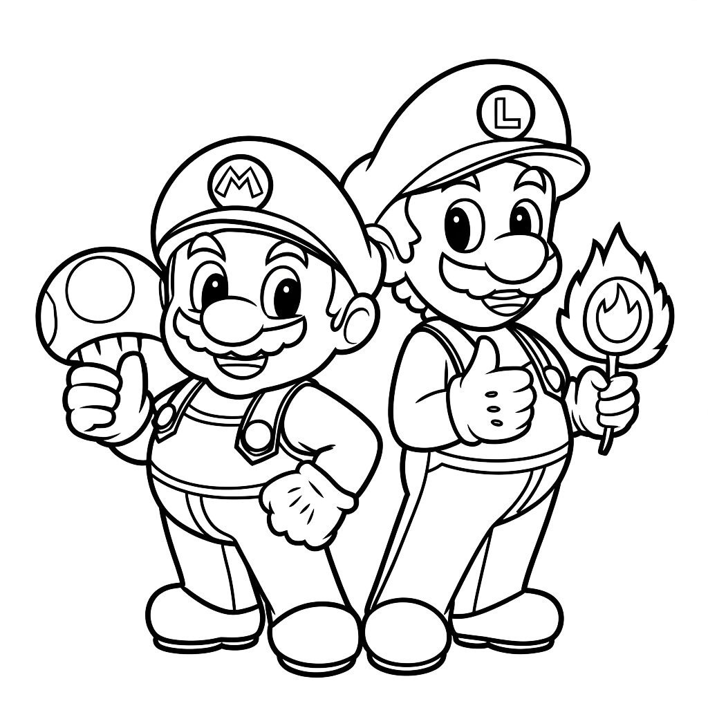 mario et luigi coloriage
