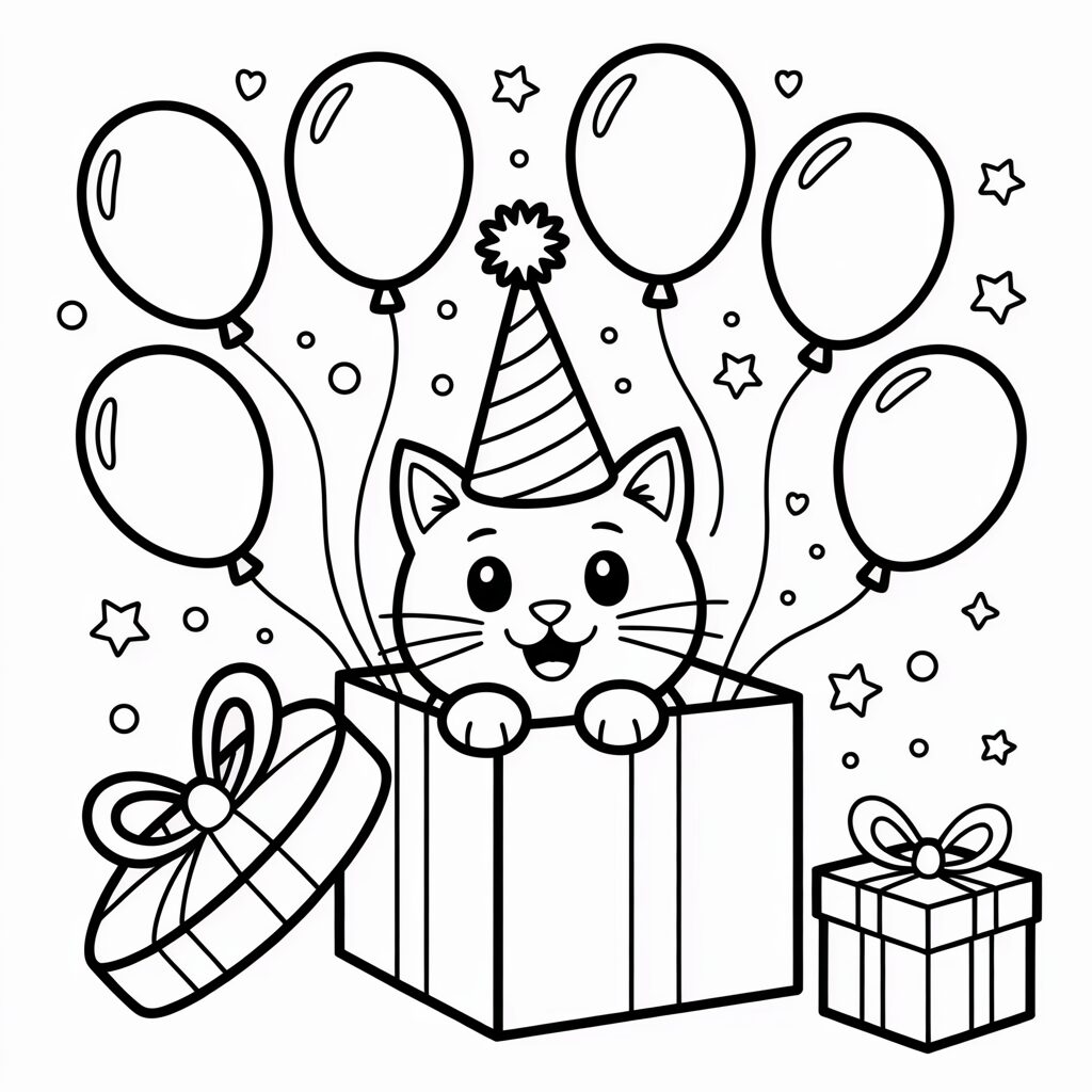 Anniversaire avec des animaux Coloriage