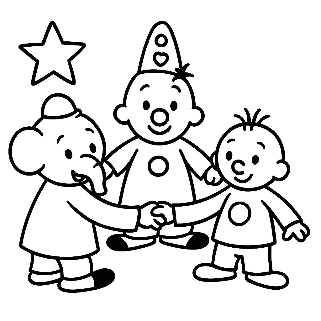 Coloriage de Bumba avec ses amis à télécharger