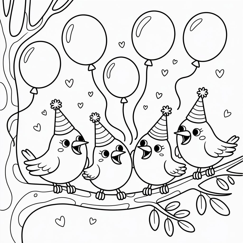 Coloriage Anniversaire avec des animaux