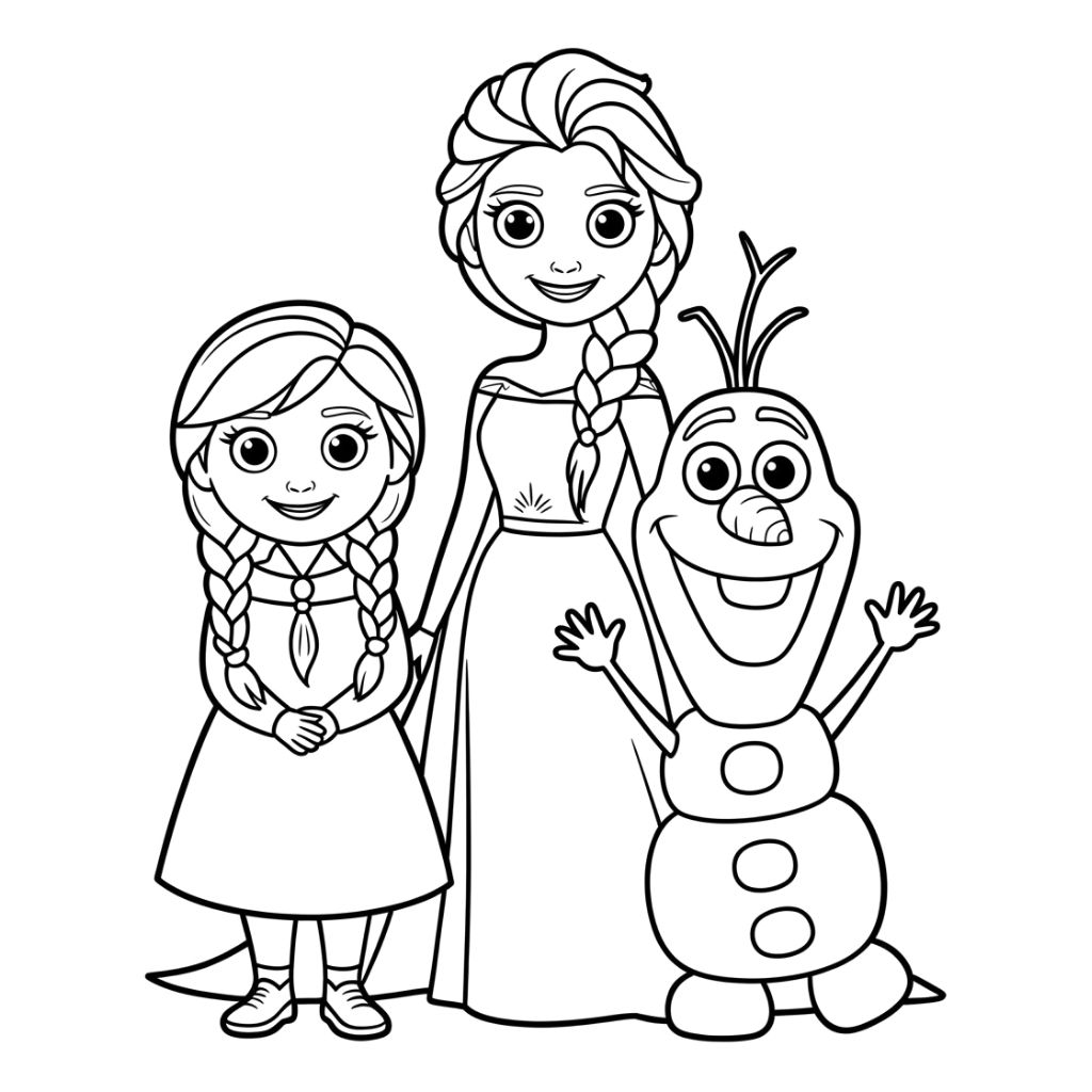 Coloriage personnages de La Reine des Neiges gratuit