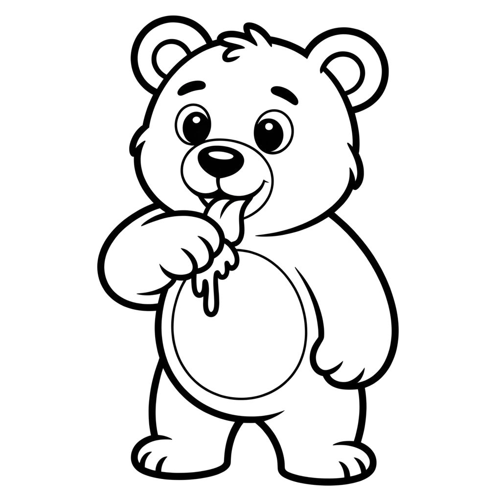 Dessin ours et miel à colorier gratuit