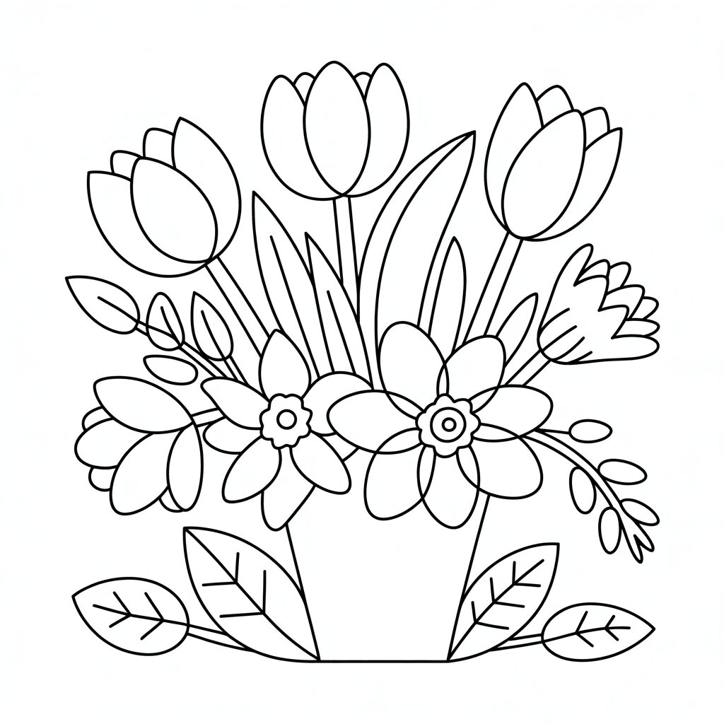 Coloriages de fleurs de printemps à télécharger
