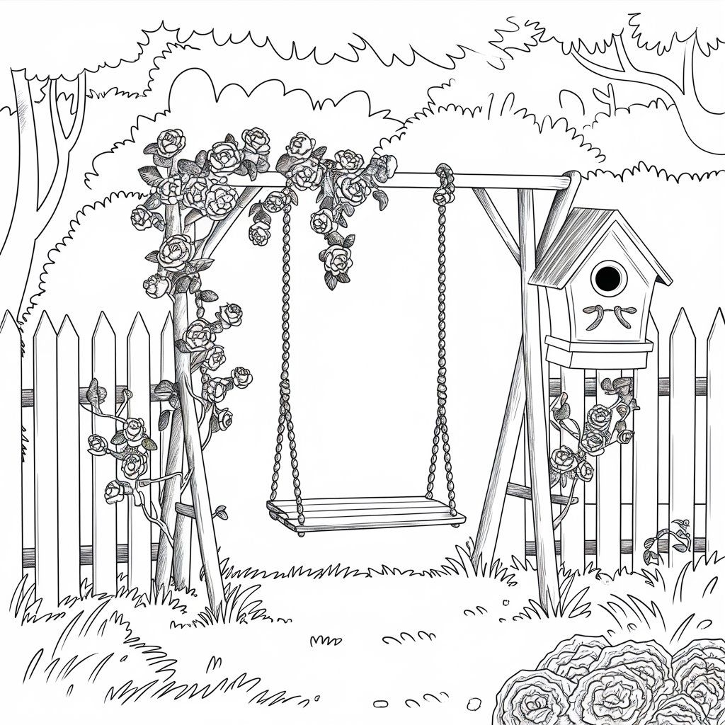 coloriage maison avec jardin