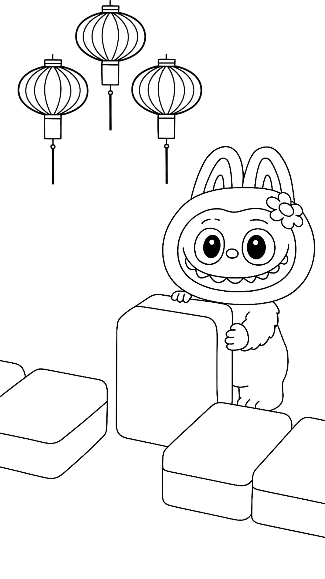 coloriage Labubu simple à télécharger