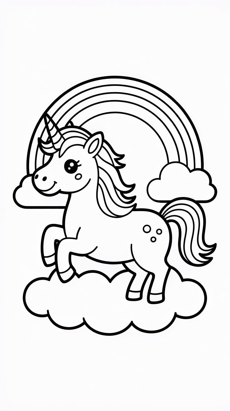 PDF gratuit de licornes au pays de l’arc-en-ciel à colorier