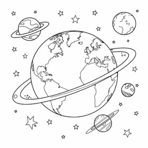 planète coloriage