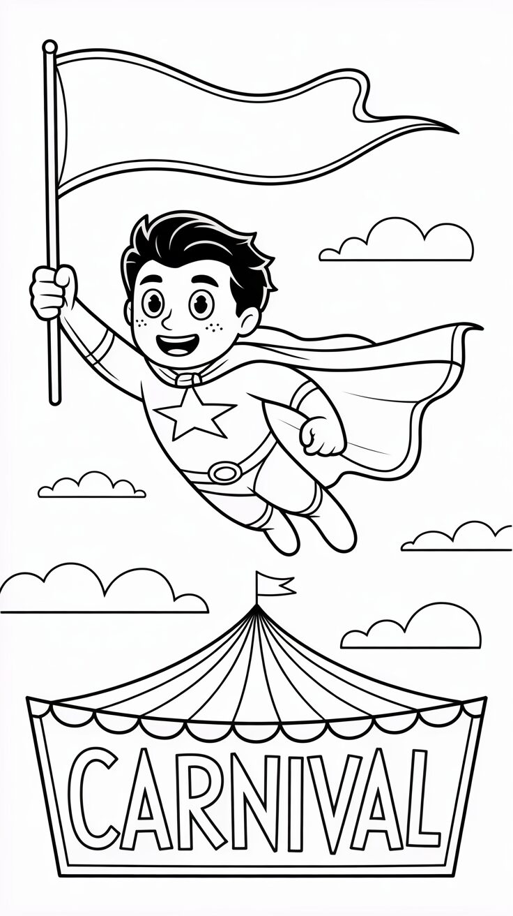Super-héros au-dessus du chapiteau de Carnaval