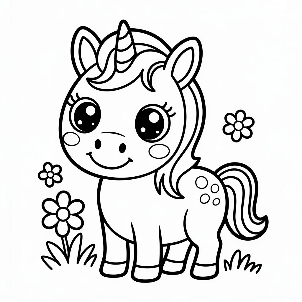 Coloriage de licornes mignonnes gratuit à imprimer