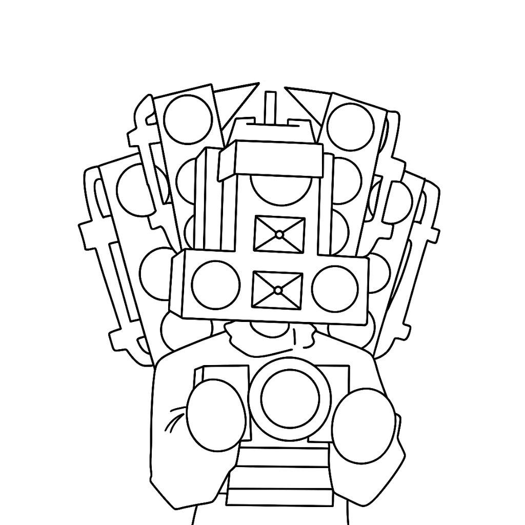 Télécharger le coloriage du combat Skibidi Toilet vs Cameraman en PDF