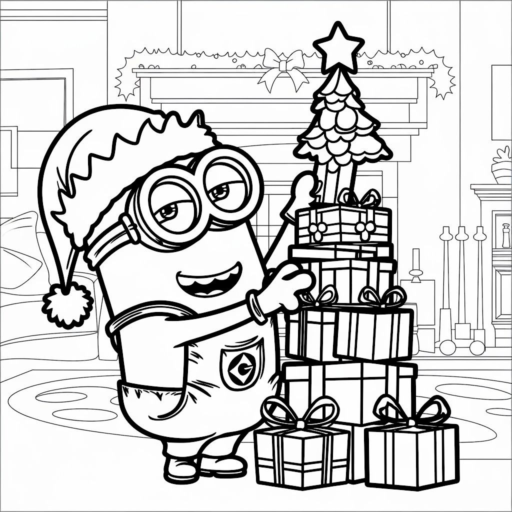 coloriage minions noel
