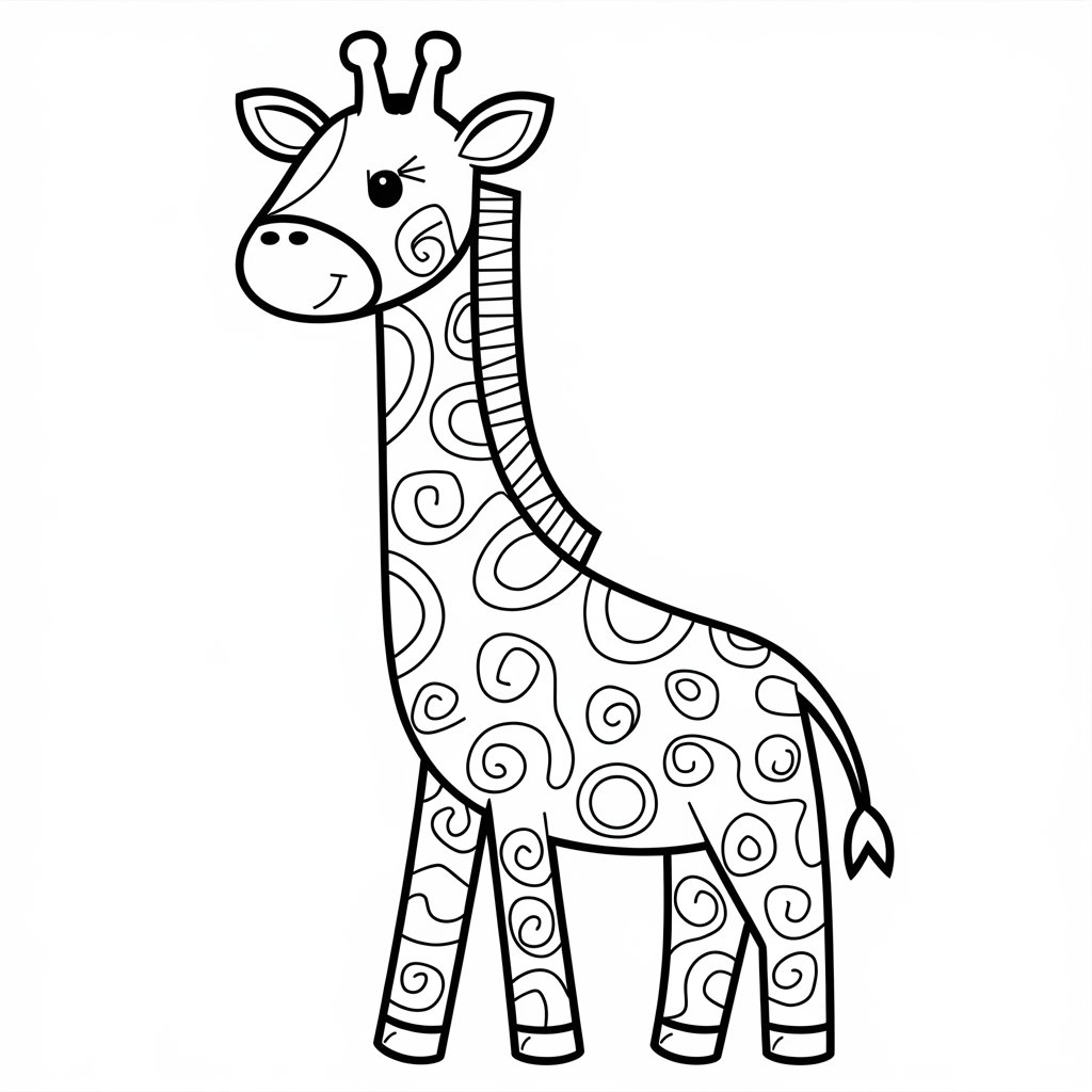 coloriage girafe kawaii