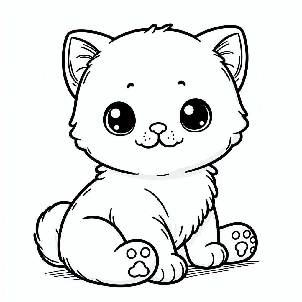 coloriage chaton kawaii
