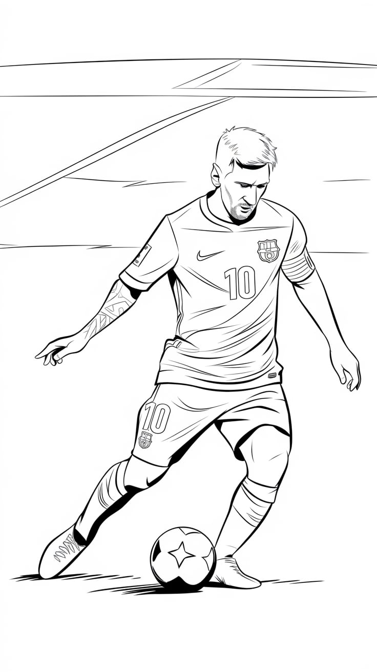 coloriage de foot messi