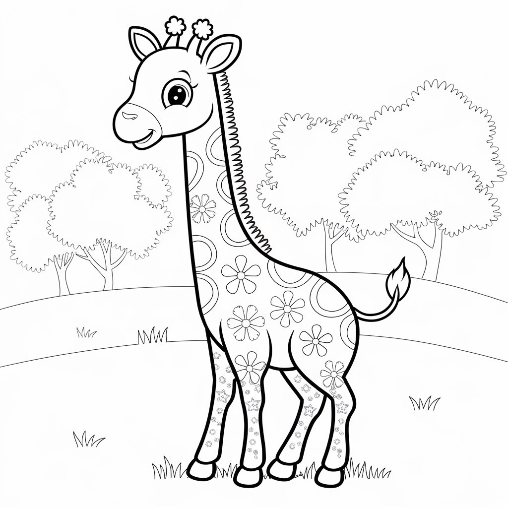 girafe coloriage couleur