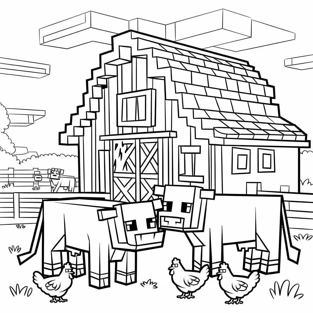coloriage minecraft maison