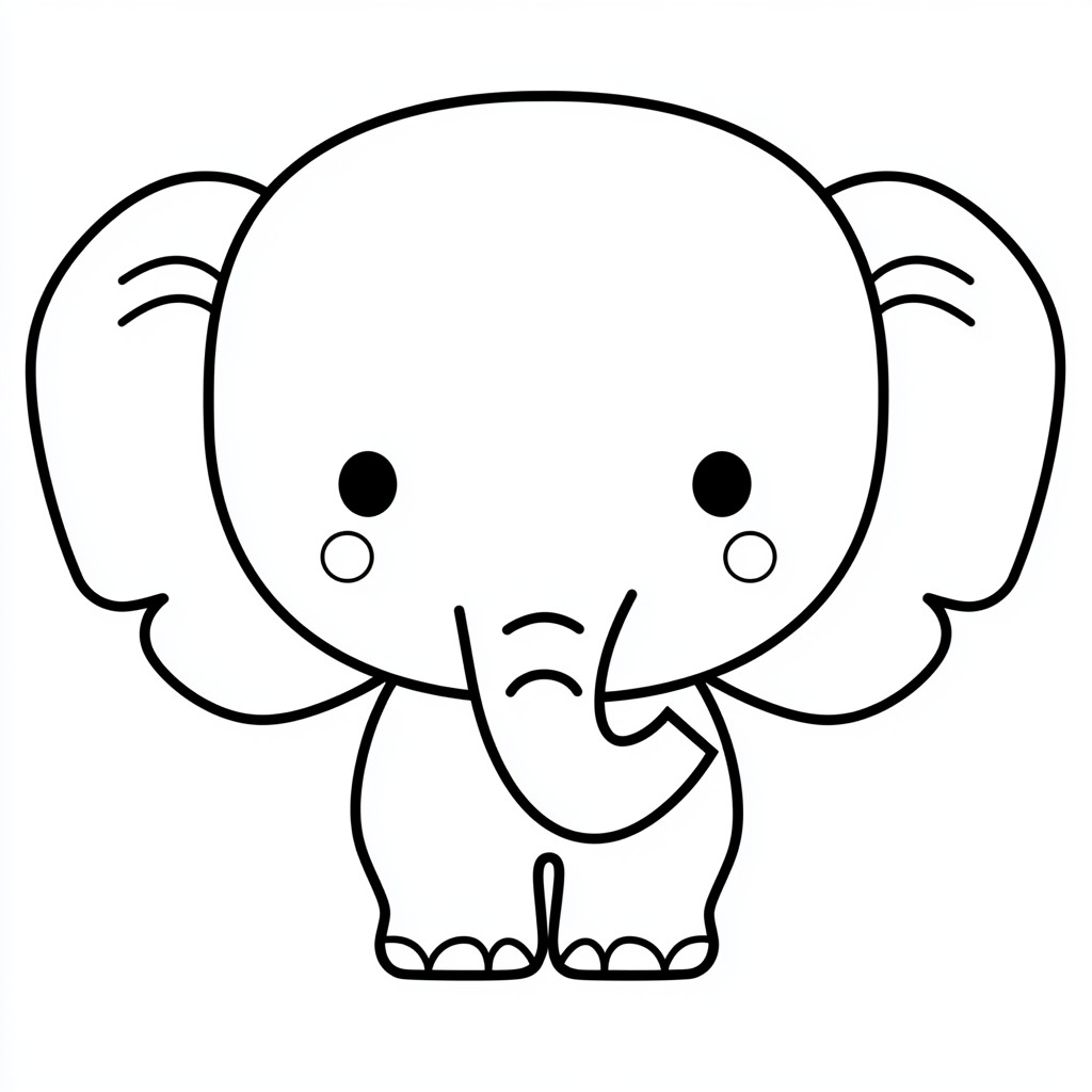 coloriage elephant kawaii