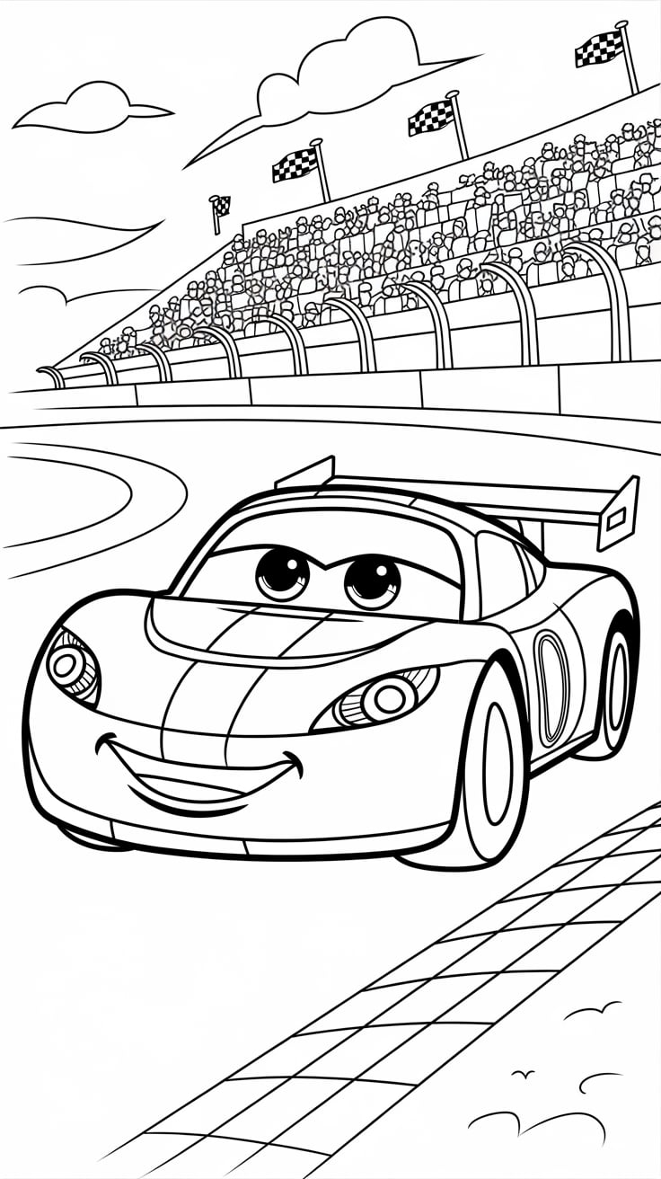 coloriage de voitures de courses a imprimer