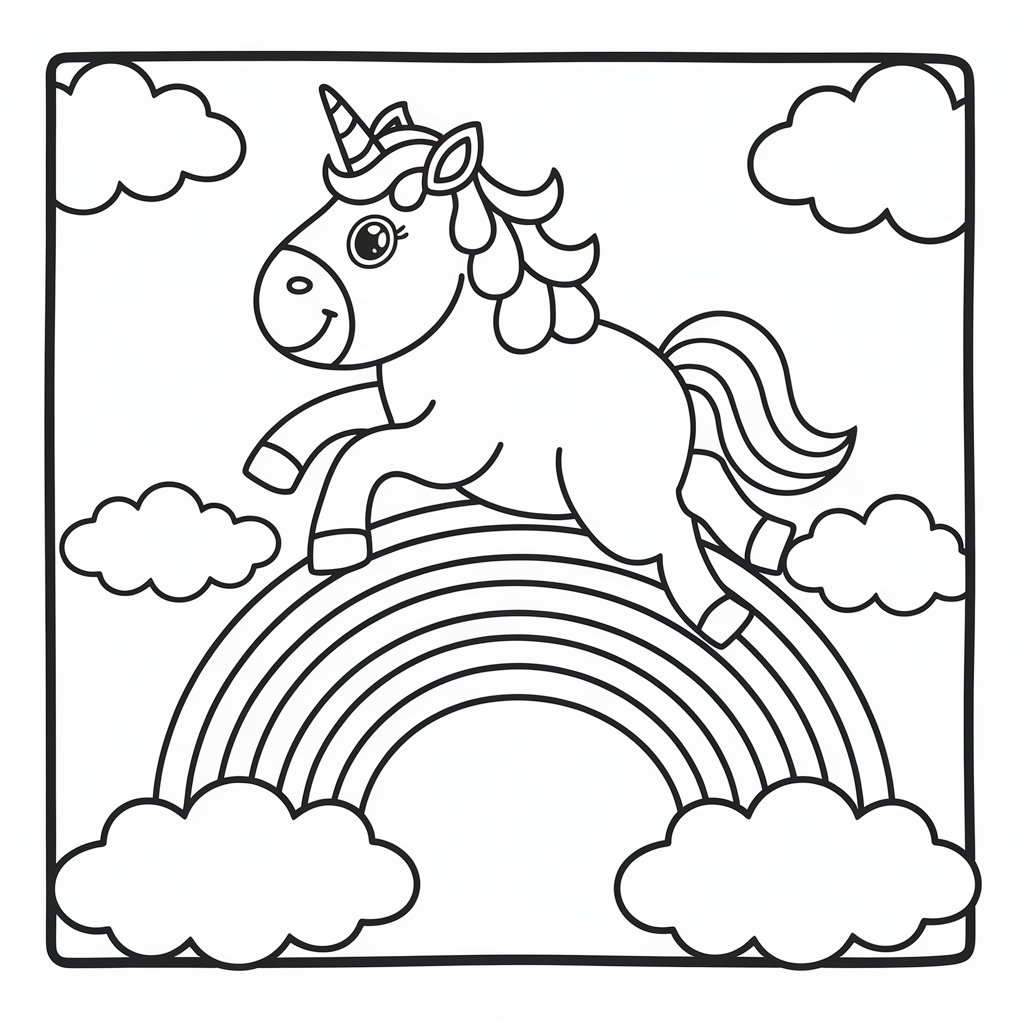 coloriage arc en ciel et licorne