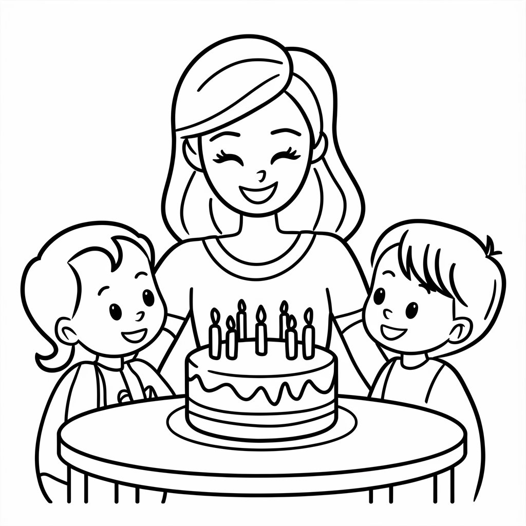 coloriage anniversaire maman