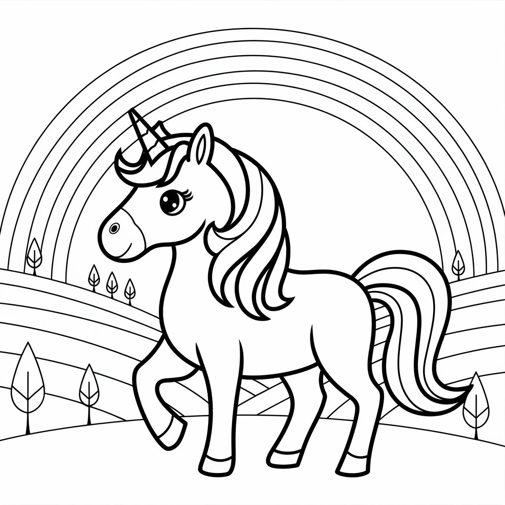 arc en ciel licorne coloriage