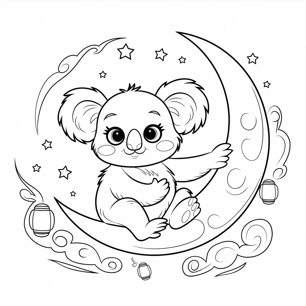 coloriage koala kawaii