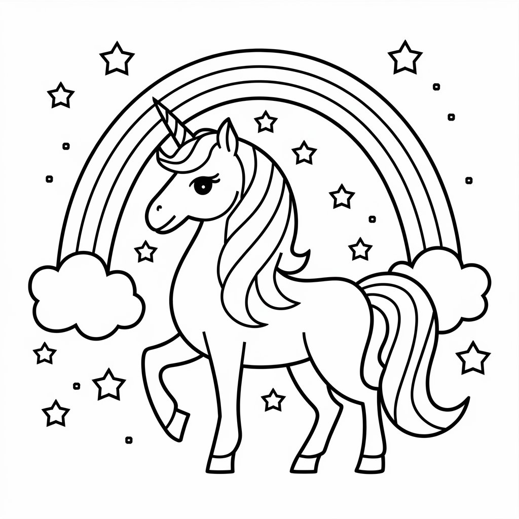 coloriage licorne arc en ciel à imprimer