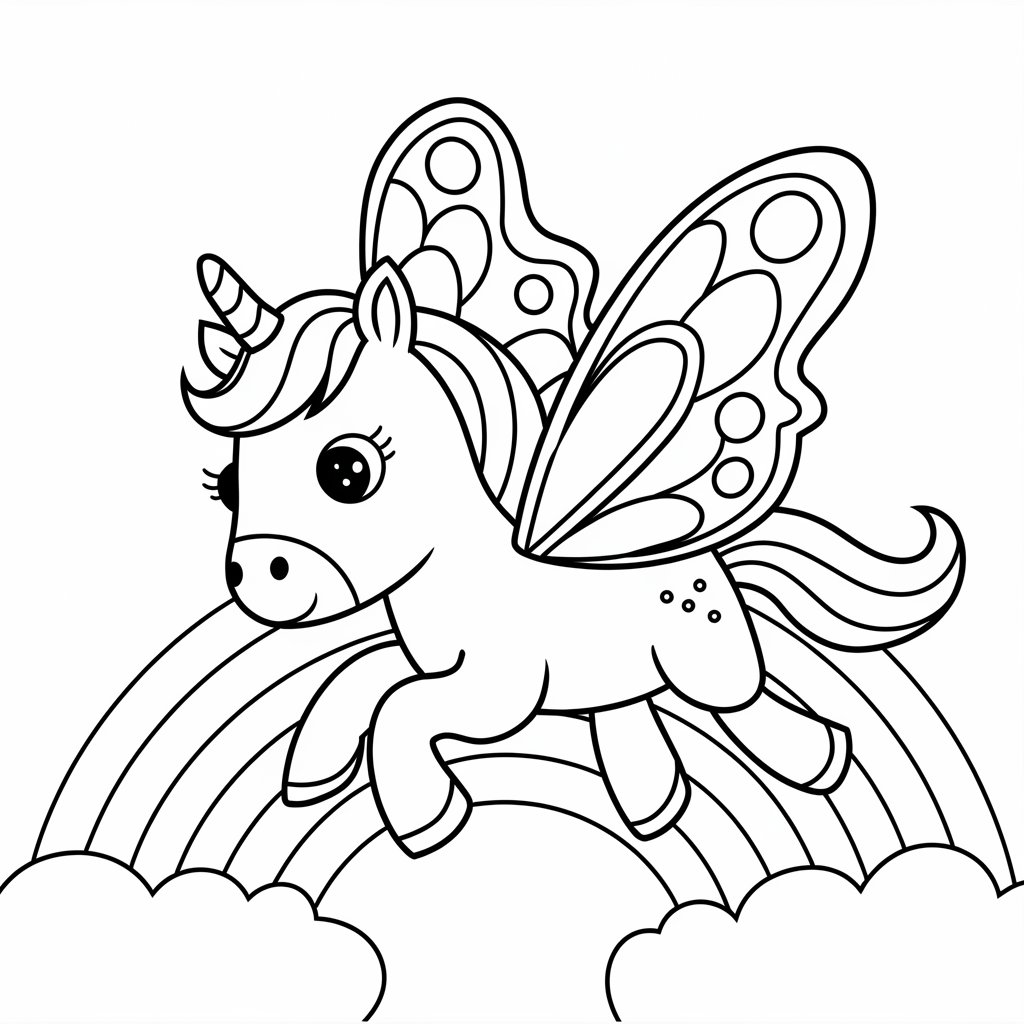 coloriage licorne arc en ciel princesse