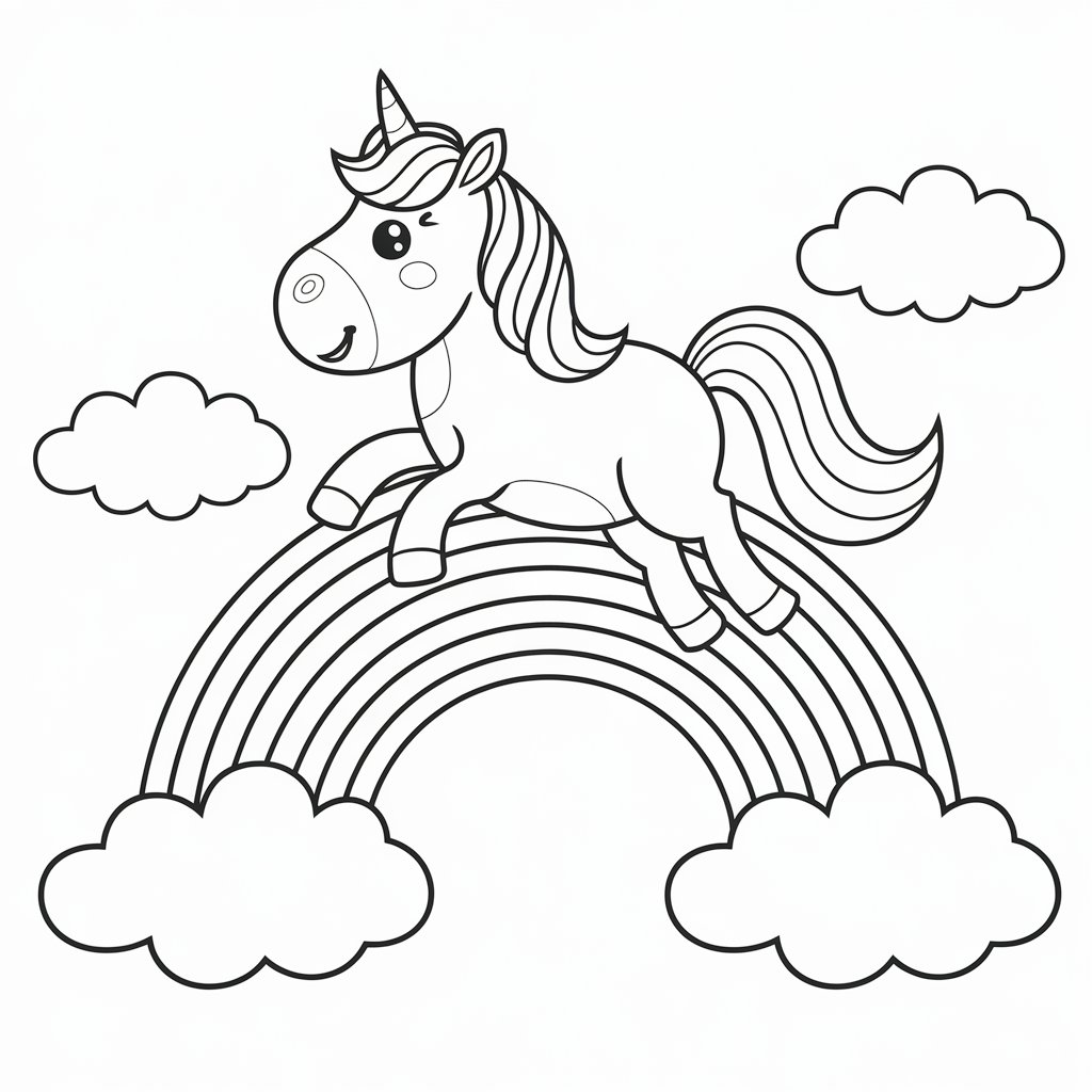 coloriage licorne arc en ciel