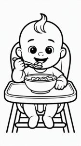 Bébé mangeant coloriage à imprimer gratuitement