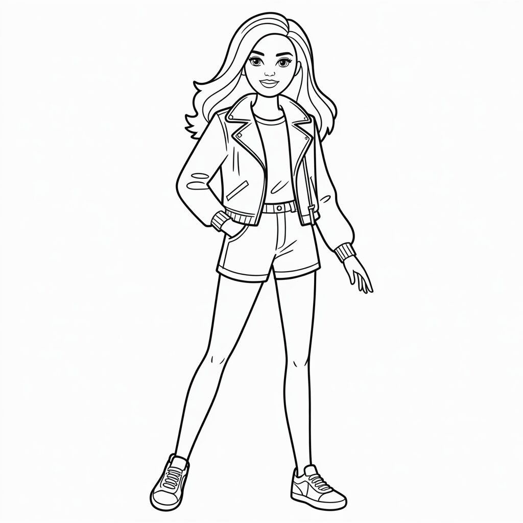 Coloriage gratuit Barbie style tendance à télécharger