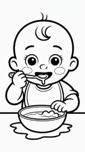 Dessins Bébé mangeant à télécharger