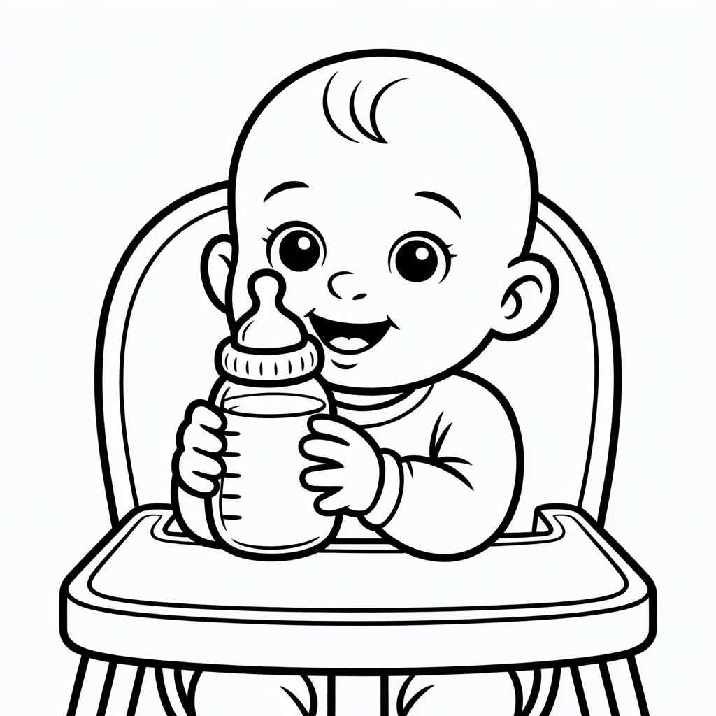 Page à colorier Bébé buvant du lait téléchargement gratuit