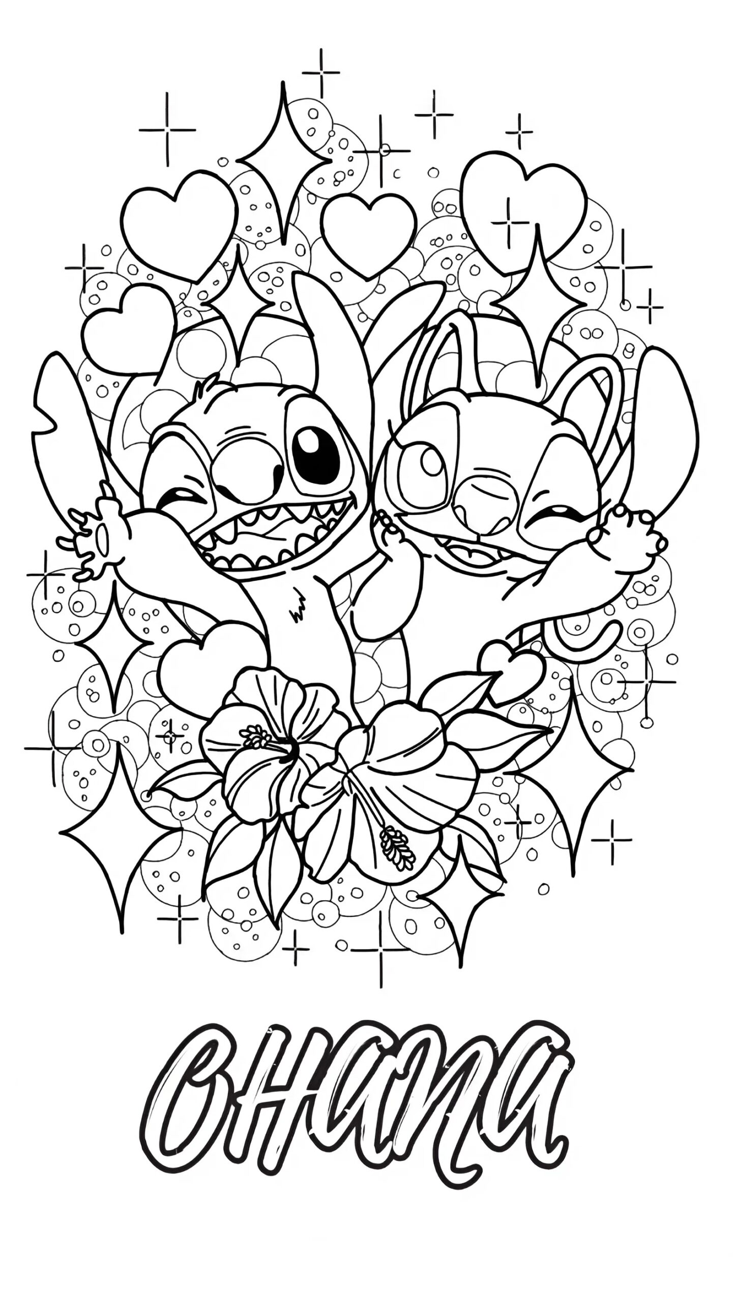 coloriage stitch et angel kawaii