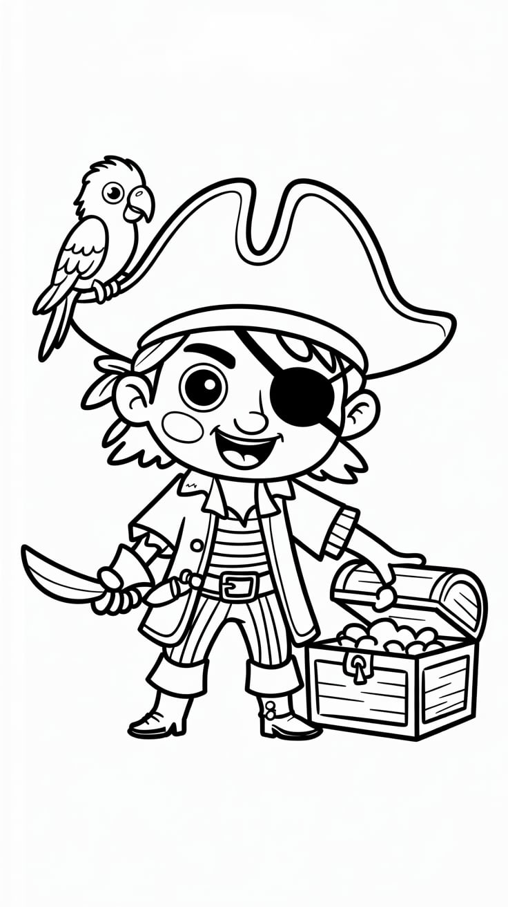 coloriage coffre de pirate