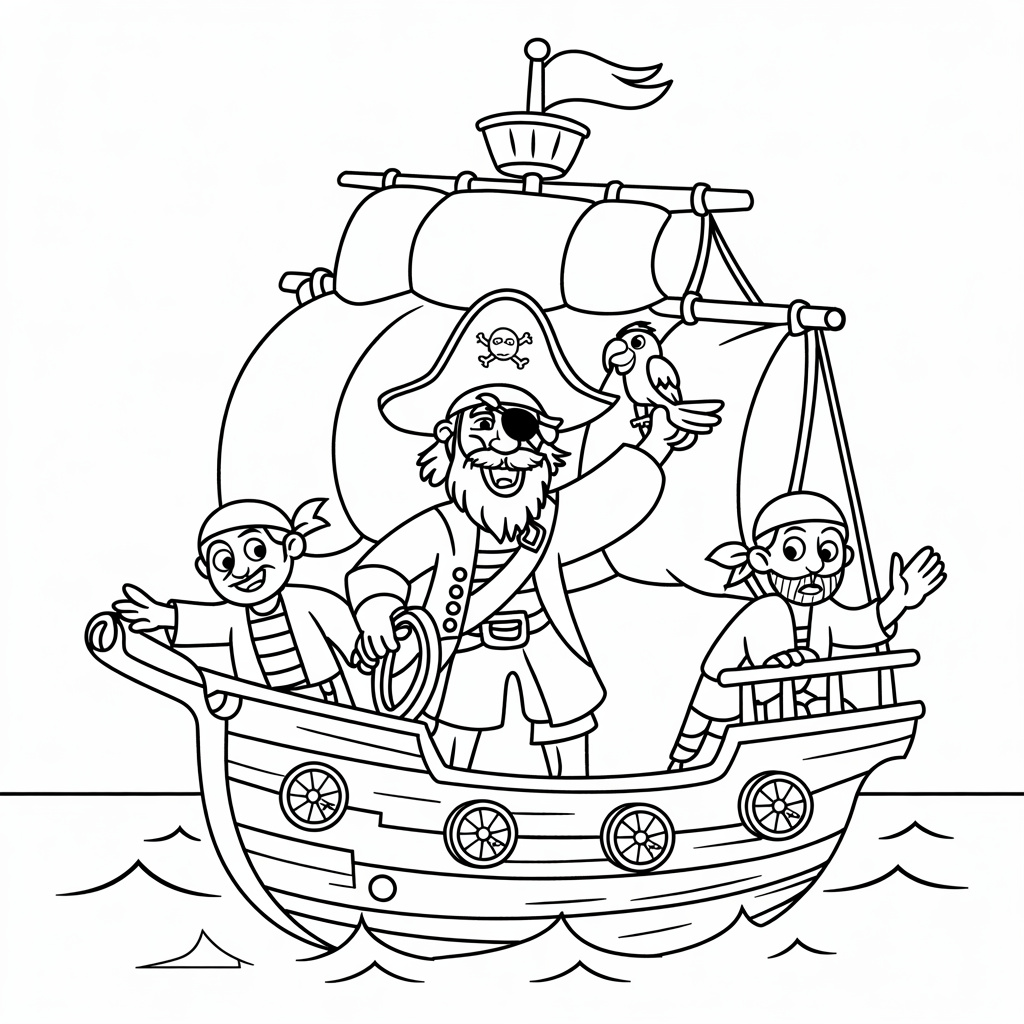 coloriage de bateau pirate