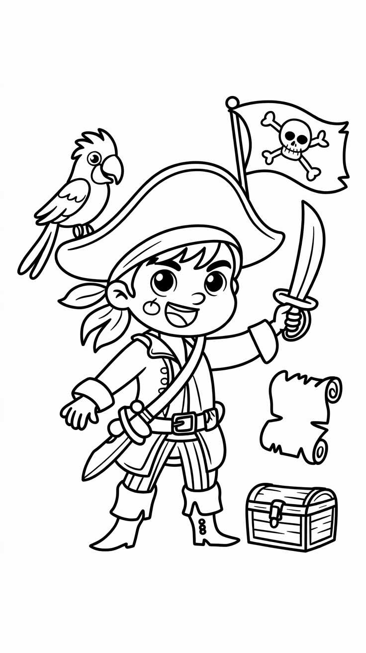 coloriage gratuit de pirate