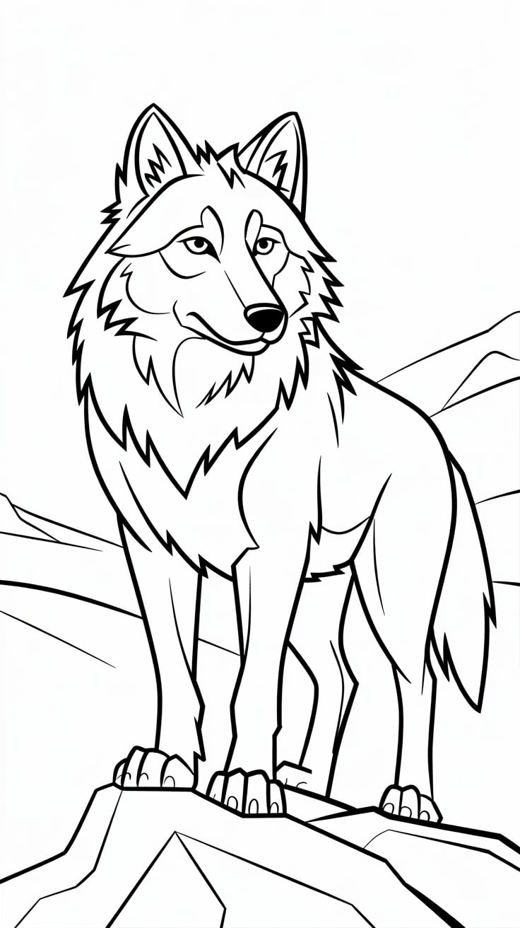 coloriage de loup à imprimer​